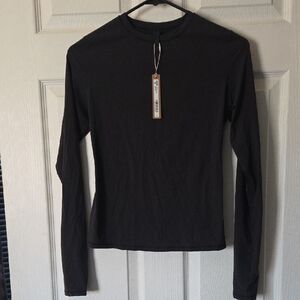 SKIMS Black Long-Sleeve Crewneck Top